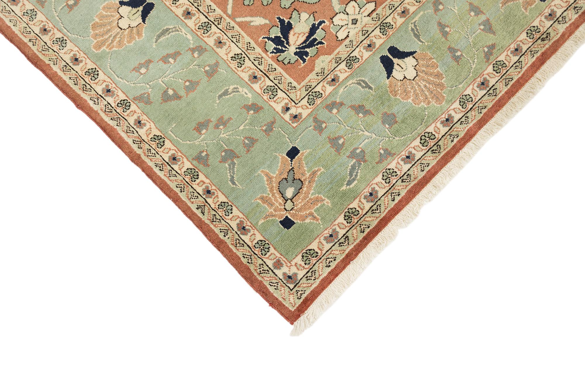 XXI secolo e contemporaneo Modern Mahal (terracotta, verde, blu navy e avorio, nuovo, 300 cm x 224 cm) in vendita