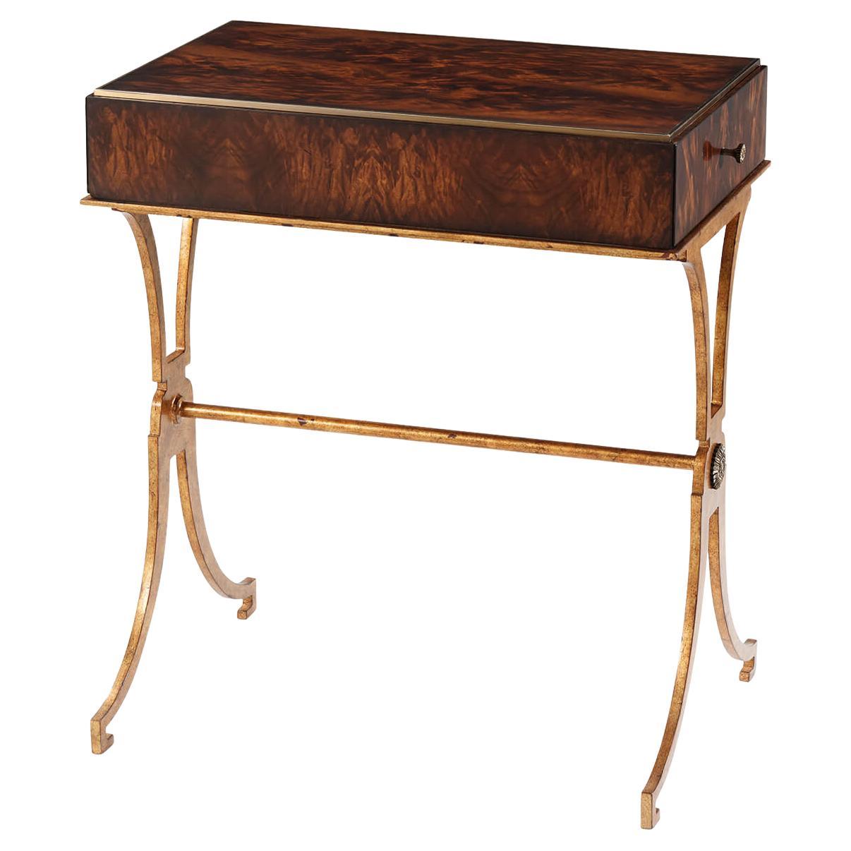 Modern Mahogany and Gilt Side Table For Sale