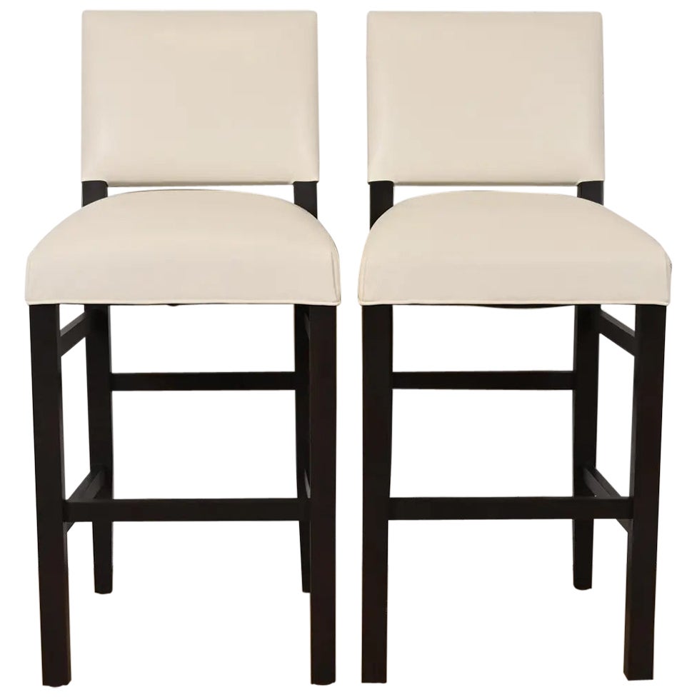 Moderne Barhocker aus Mahagoni und Leder, Paar