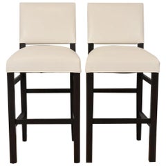Moderne Barhocker aus Mahagoni und Leder, Paar