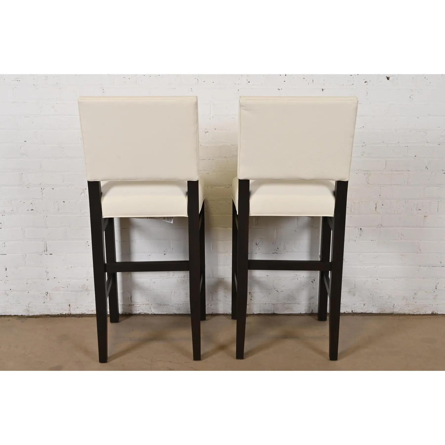 Modern Mahogany and Leather Bar Stools, Set of Six For Sale 4