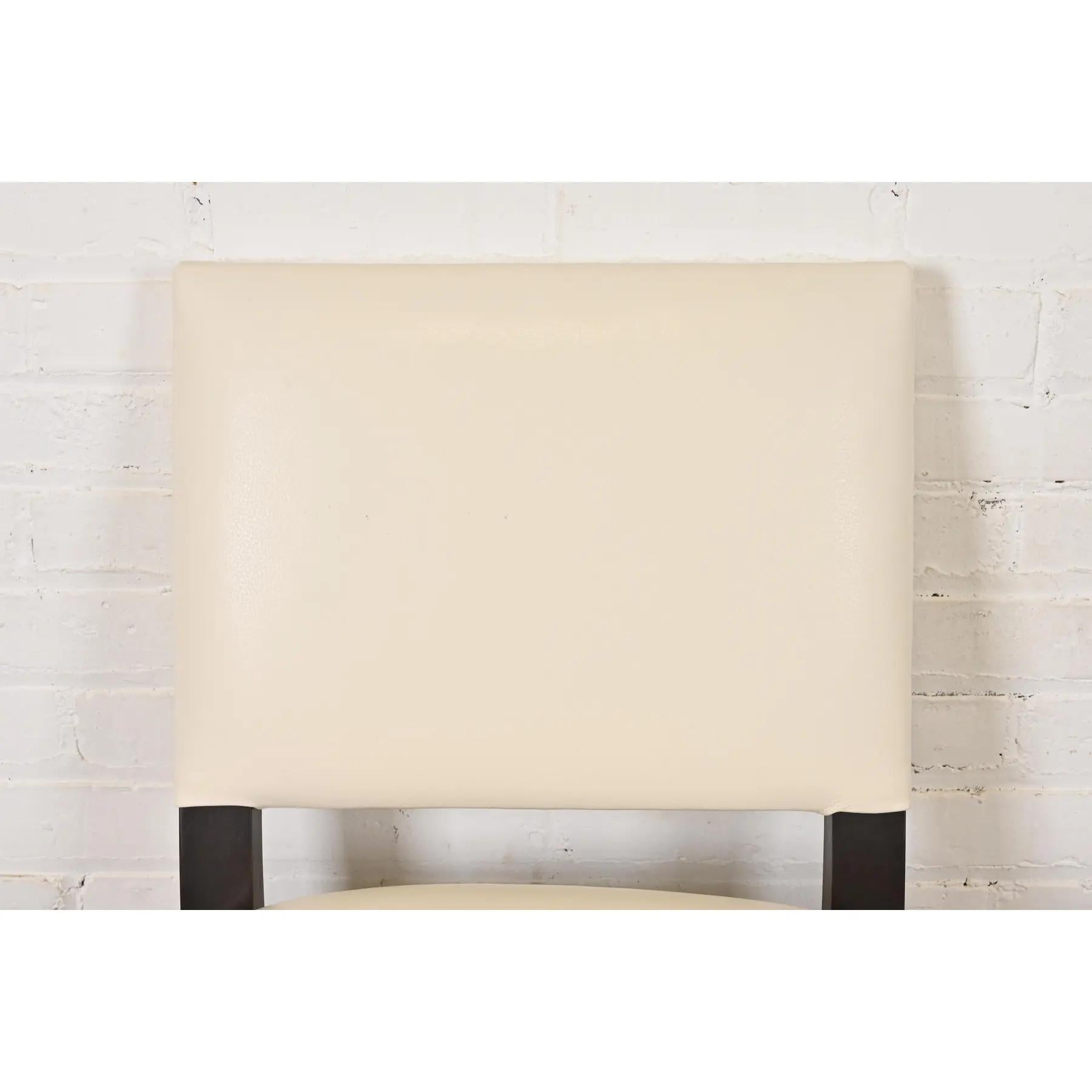 Modern Mahogany and Leather Bar Stools, Set of Six For Sale 1