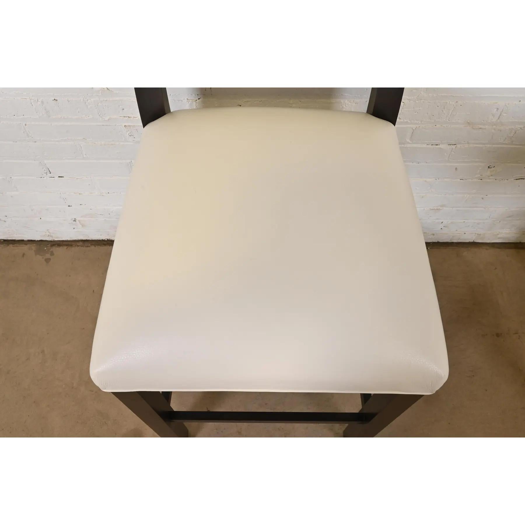 Modern Mahogany and Leather Bar Stools, Set of Six For Sale 2