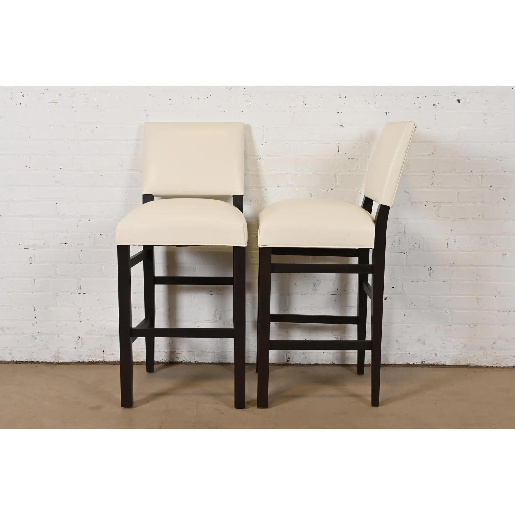 Modern Mahogany and Leather Bar Stools, Set of Six For Sale 3