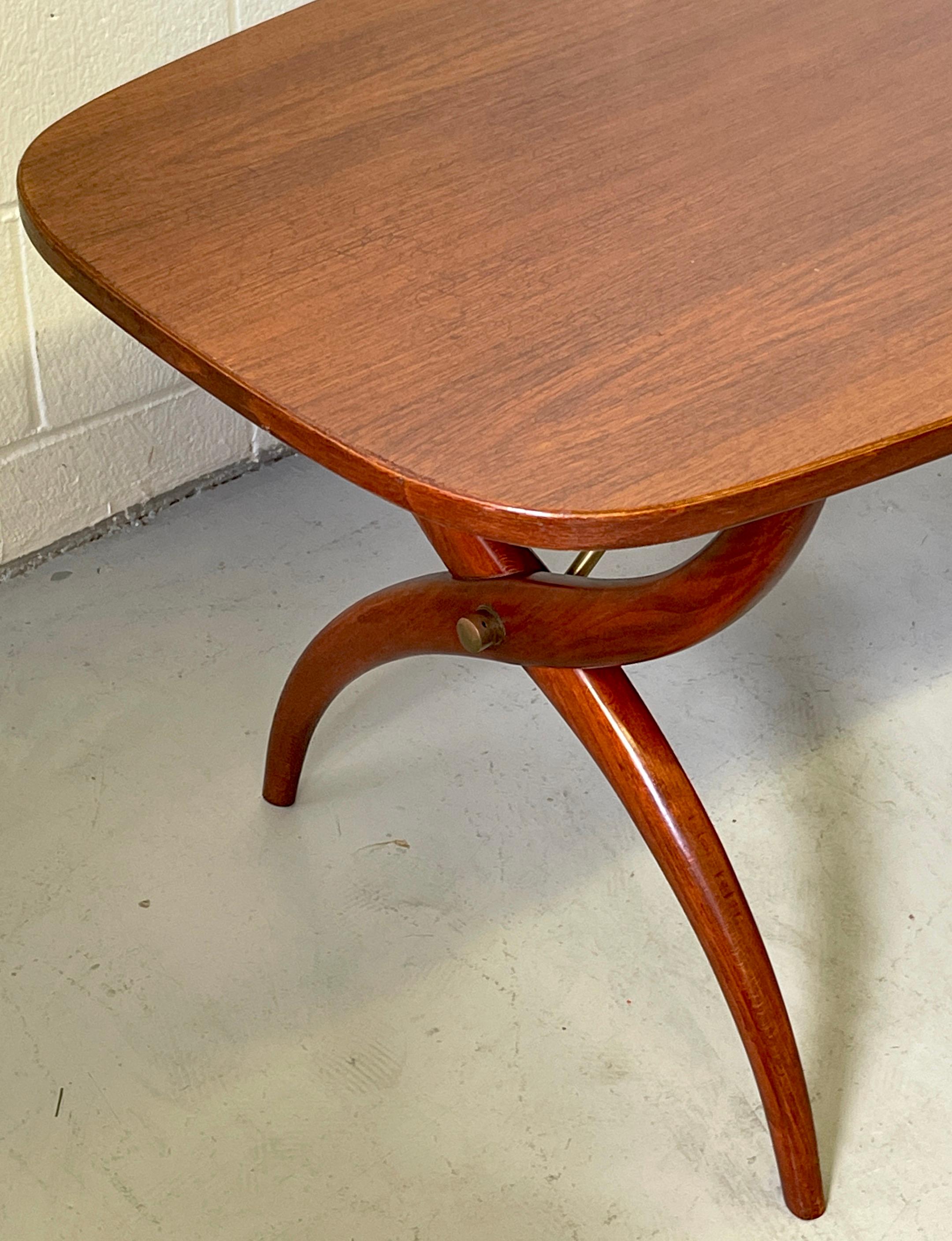 Modern Mahogany & Brass Coffee Table Designed by Yngve Ekström, for Westbergs For Sale 4