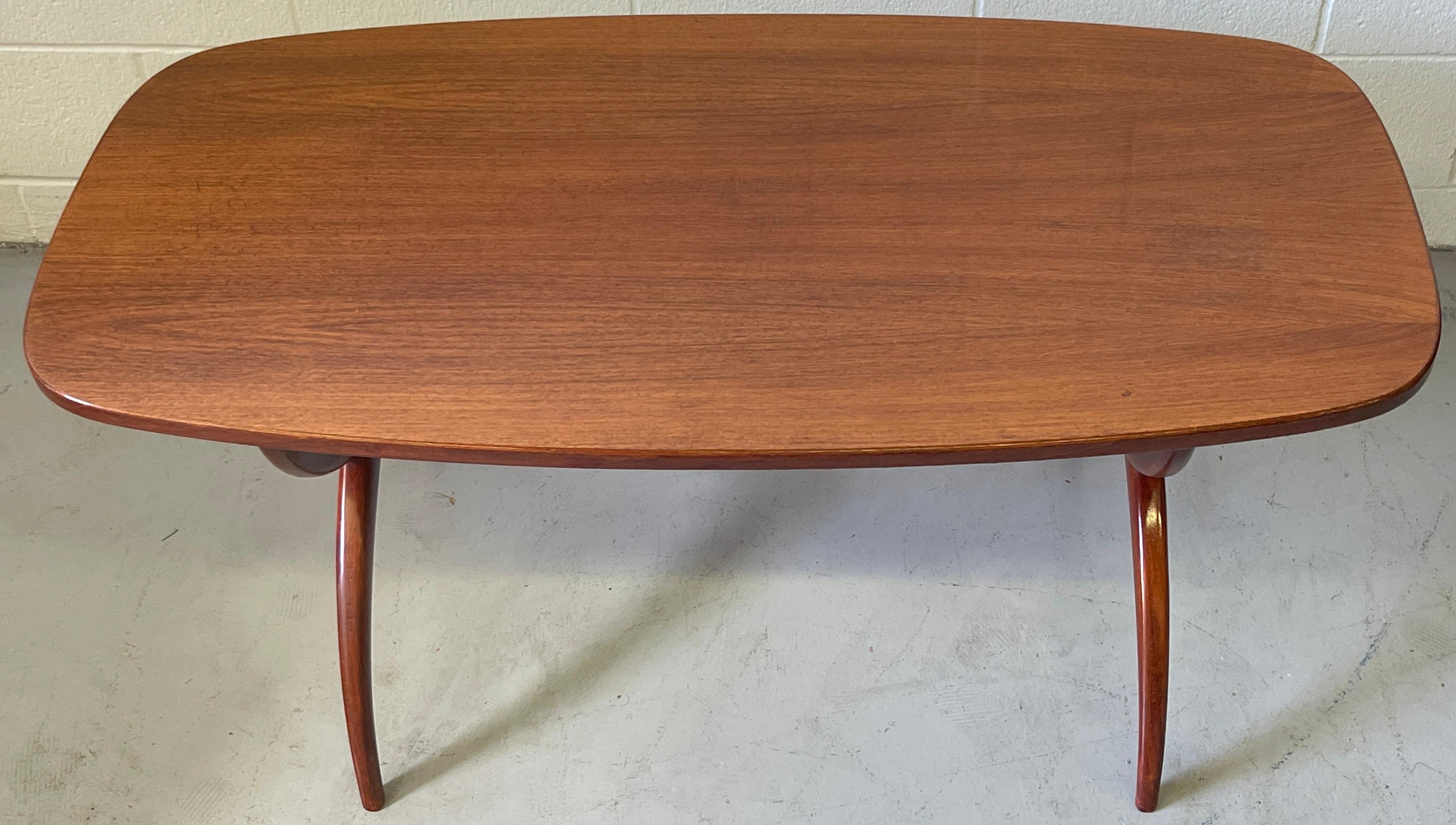 Modern Mahogany & Brass Coffee Table Designed by Yngve Ekström, for Westbergs For Sale 5