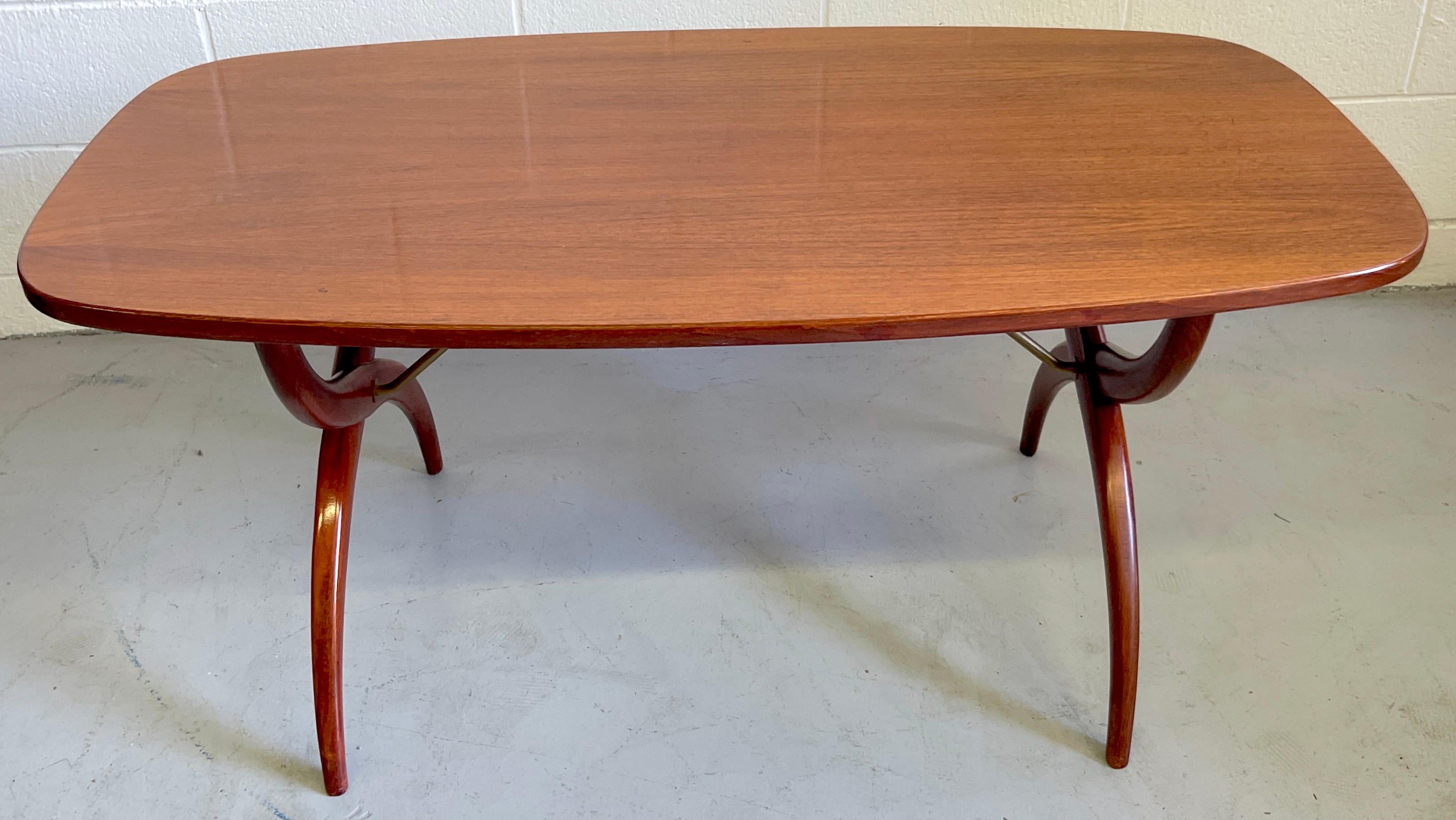 Modern Mahogany & Brass Coffee Table Designed by Yngve Ekström, for Westbergs For Sale 7