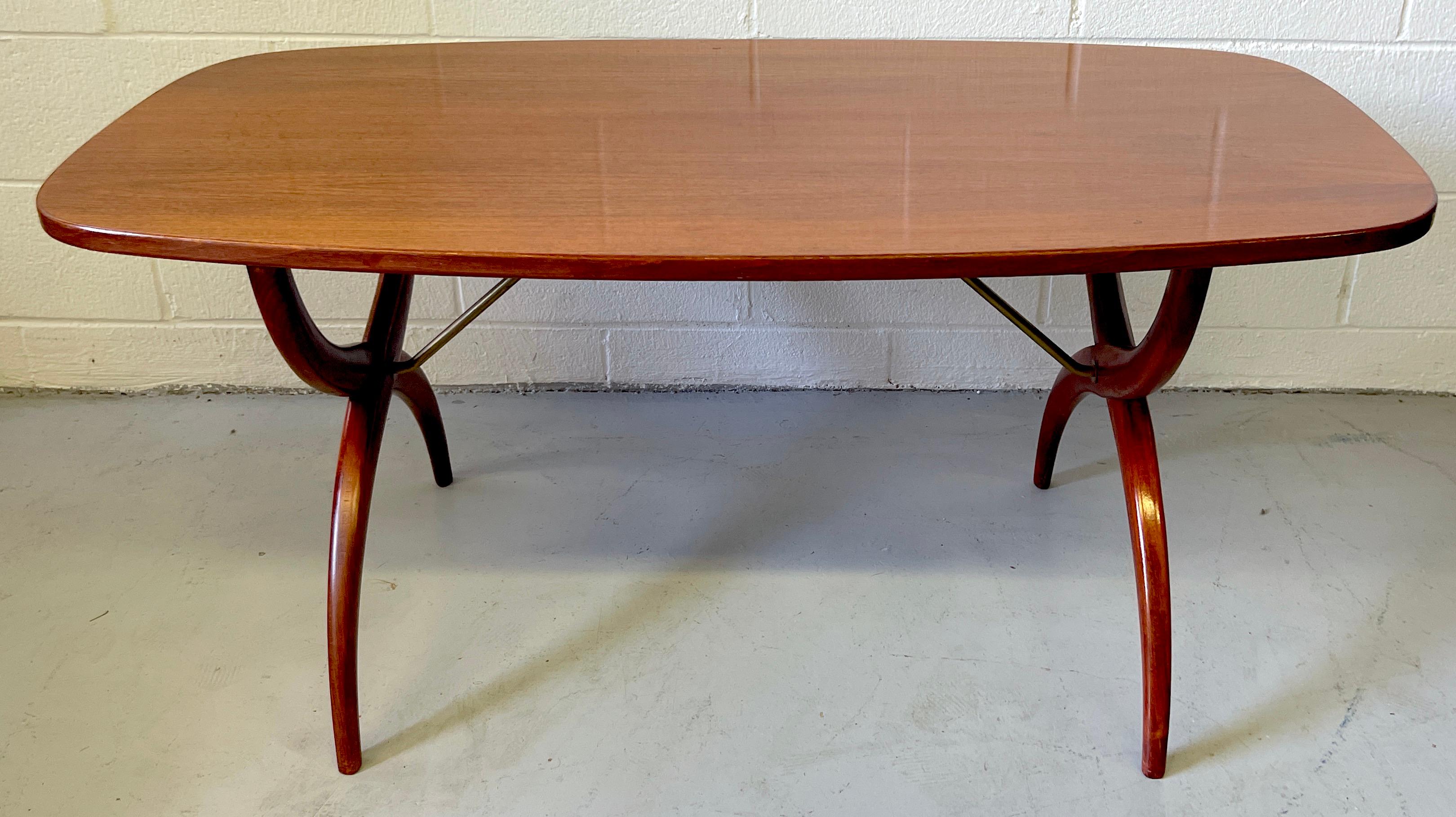 Mid-Century Modern Modern Mahogany & Brass Coffee Table Designed by Yngve Ekström, for Westbergs For Sale