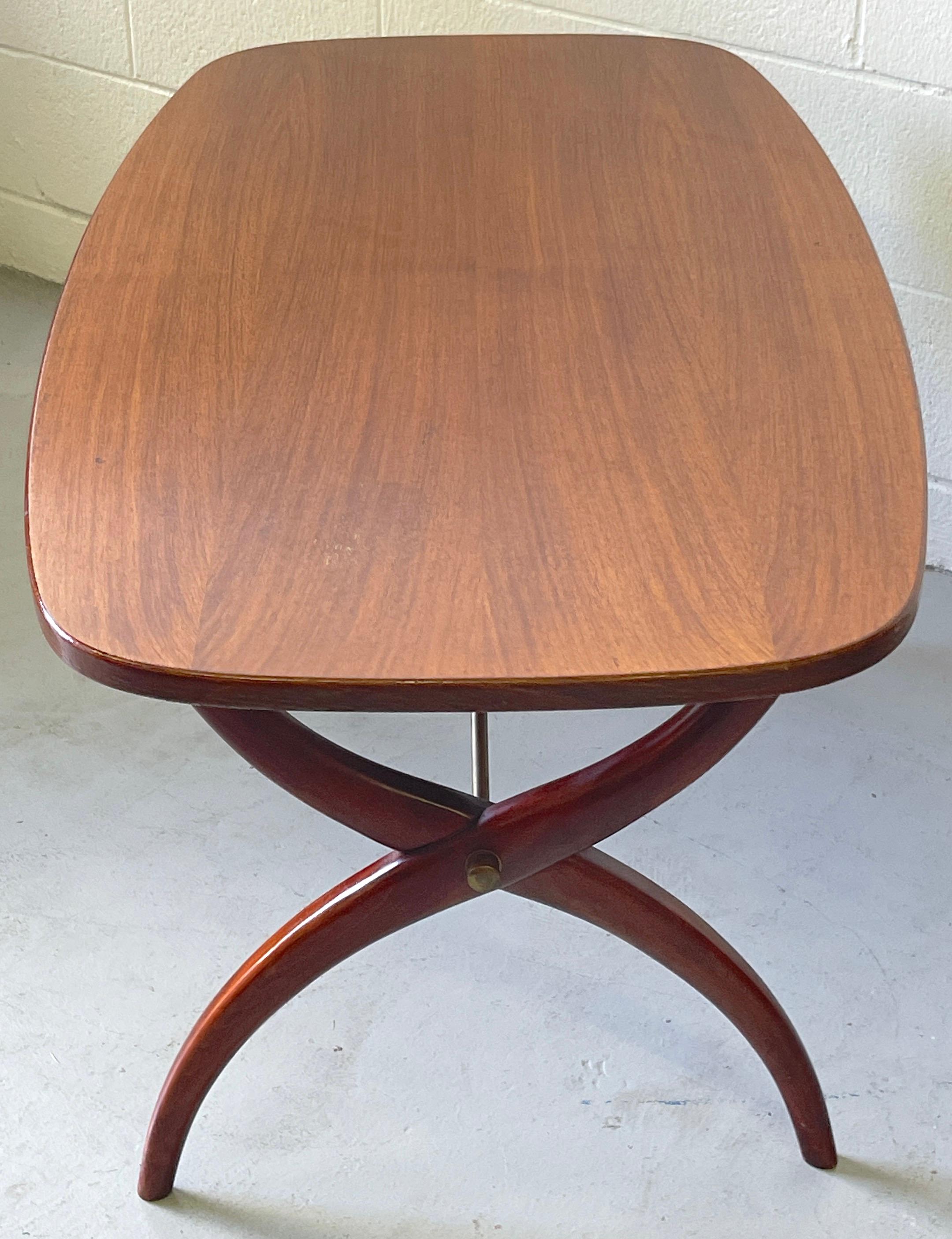 Modern Mahogany & Brass Coffee Table Designed by Yngve Ekström, for Westbergs In Good Condition For Sale In West Palm Beach, FL