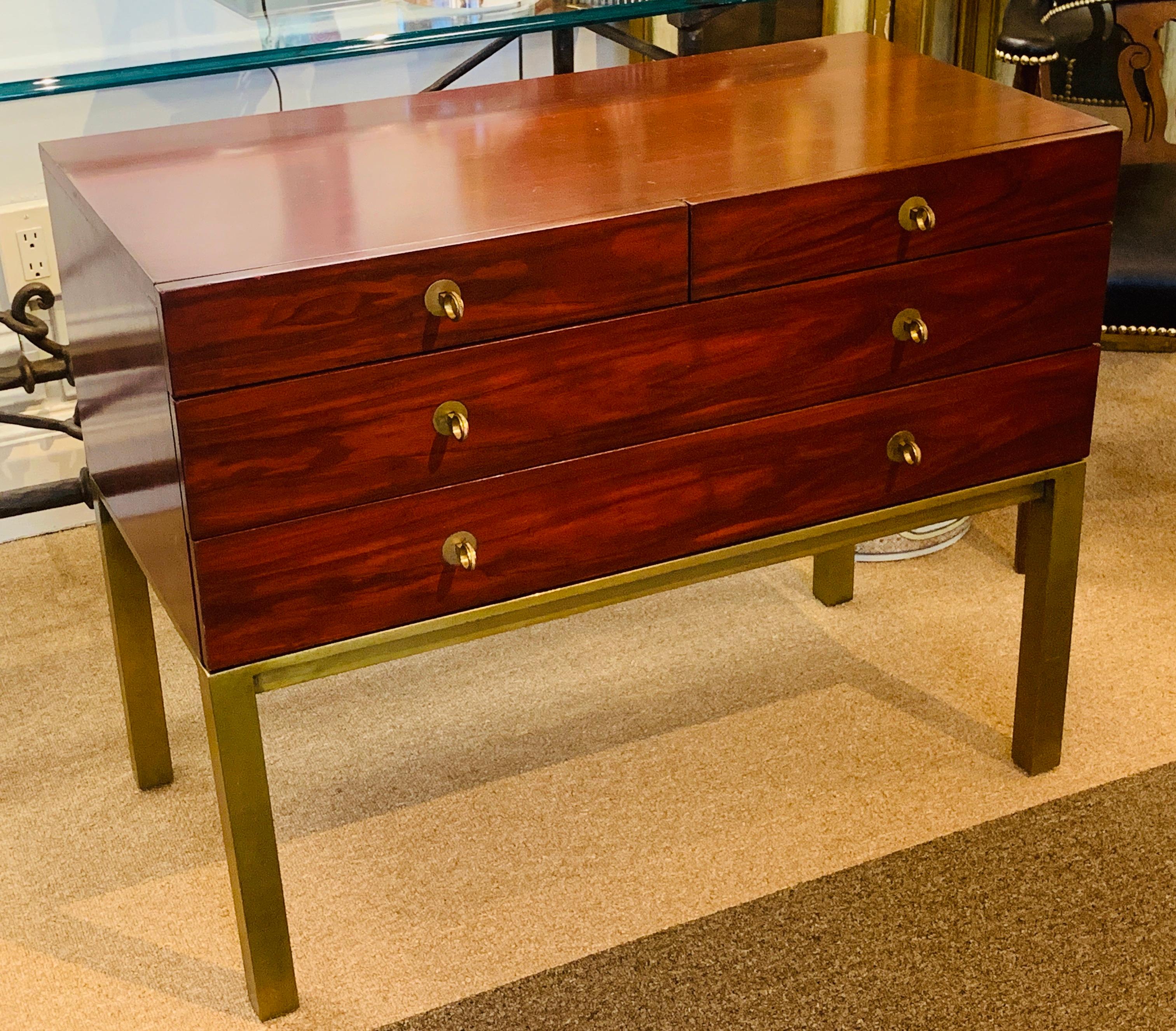 Modern Mahogany and Bronze Chest, by Henredon In Good Condition For Sale In Atlanta, GA