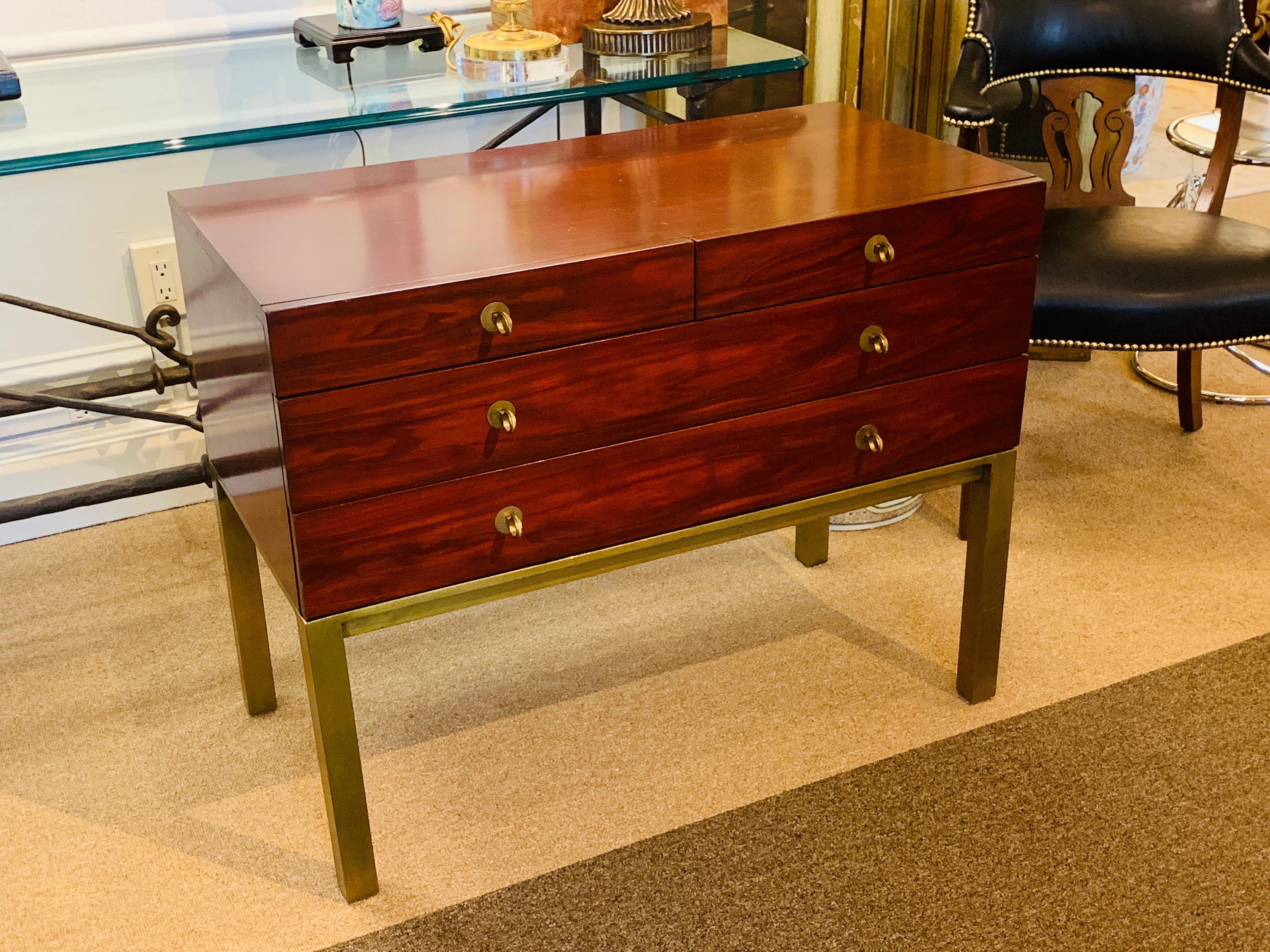 20th Century Modern Mahogany and Bronze Chest, by Henredon For Sale