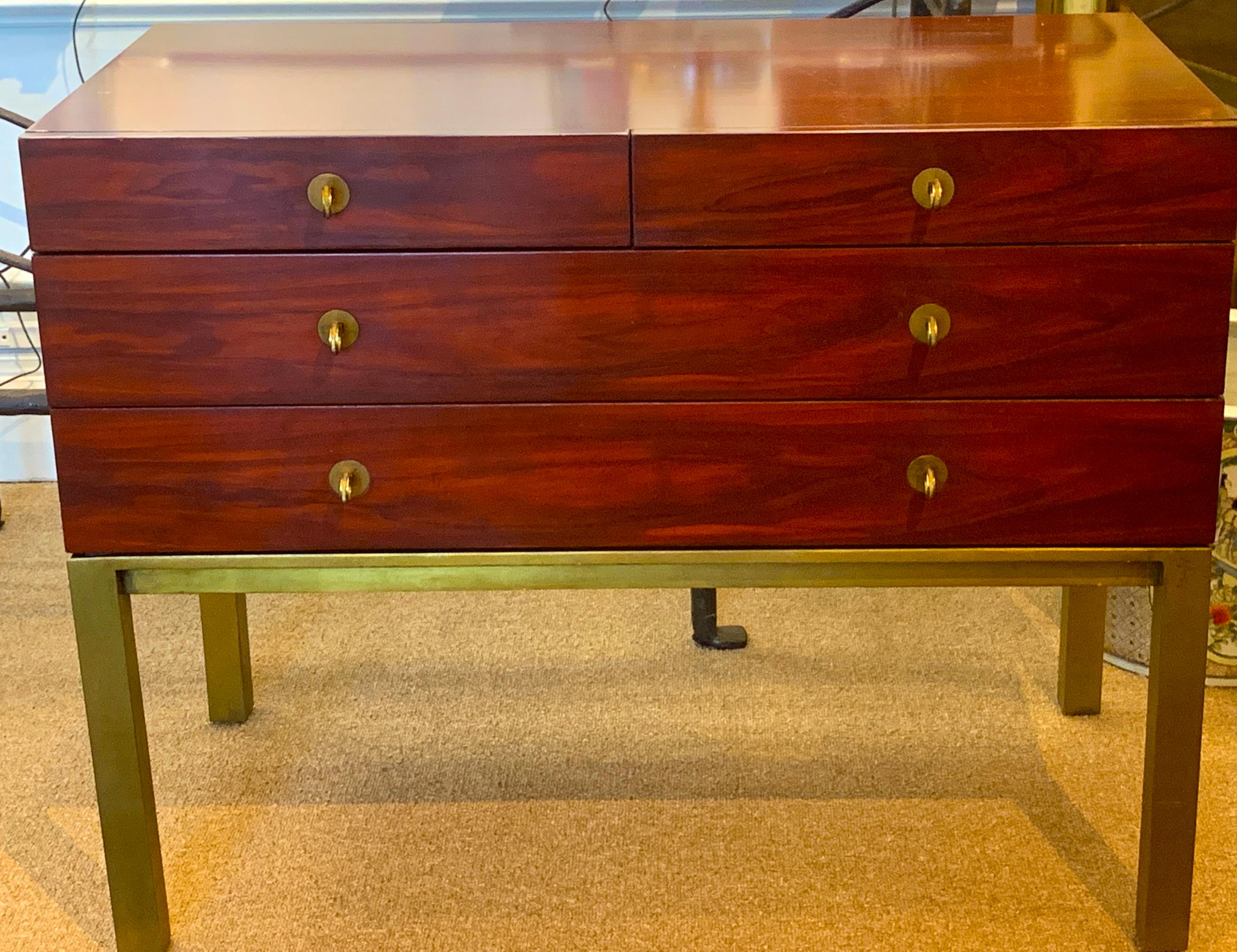 Modern Mahogany and Bronze Chest, by Henredon For Sale 1