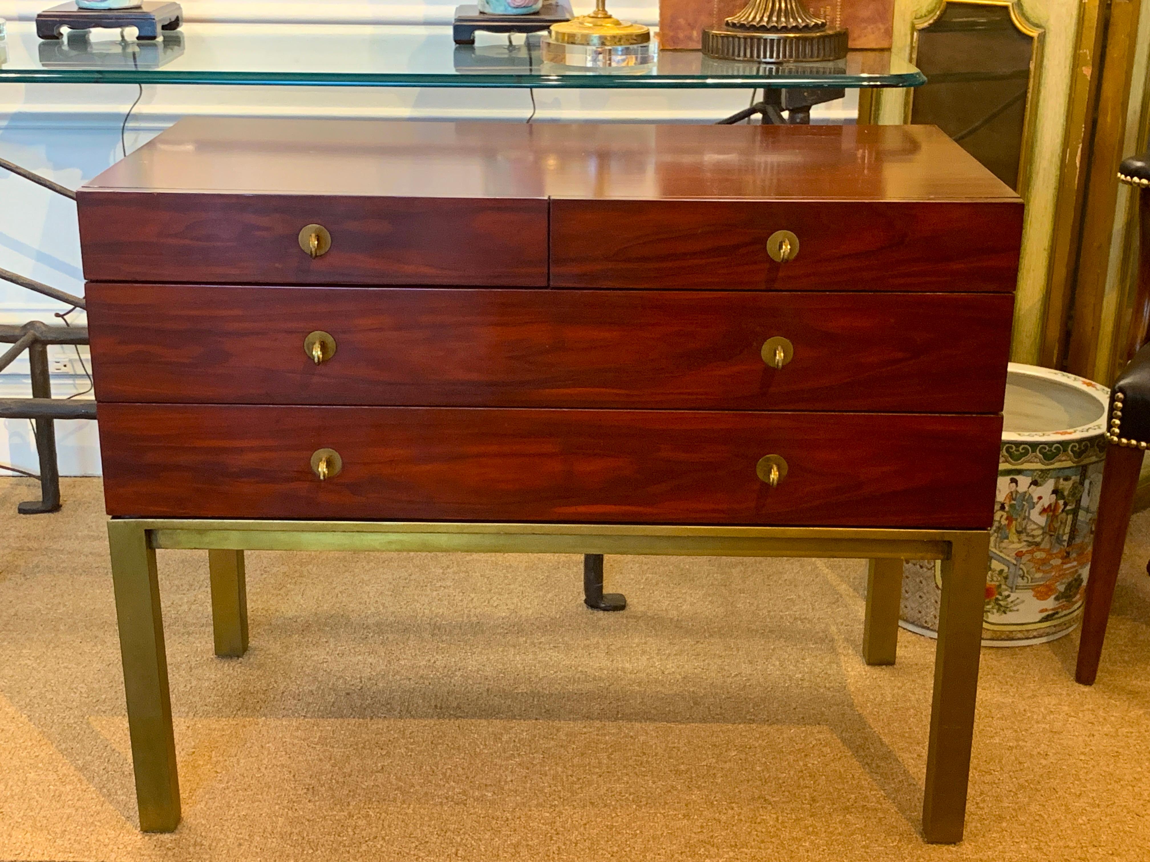 Modern Mahogany and Bronze Chest, by Henredon For Sale 2