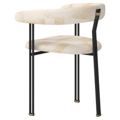 Modern Maia Dining Chairs, DEDAR Ivory Satin Jacquard, Handmade by Greenapple