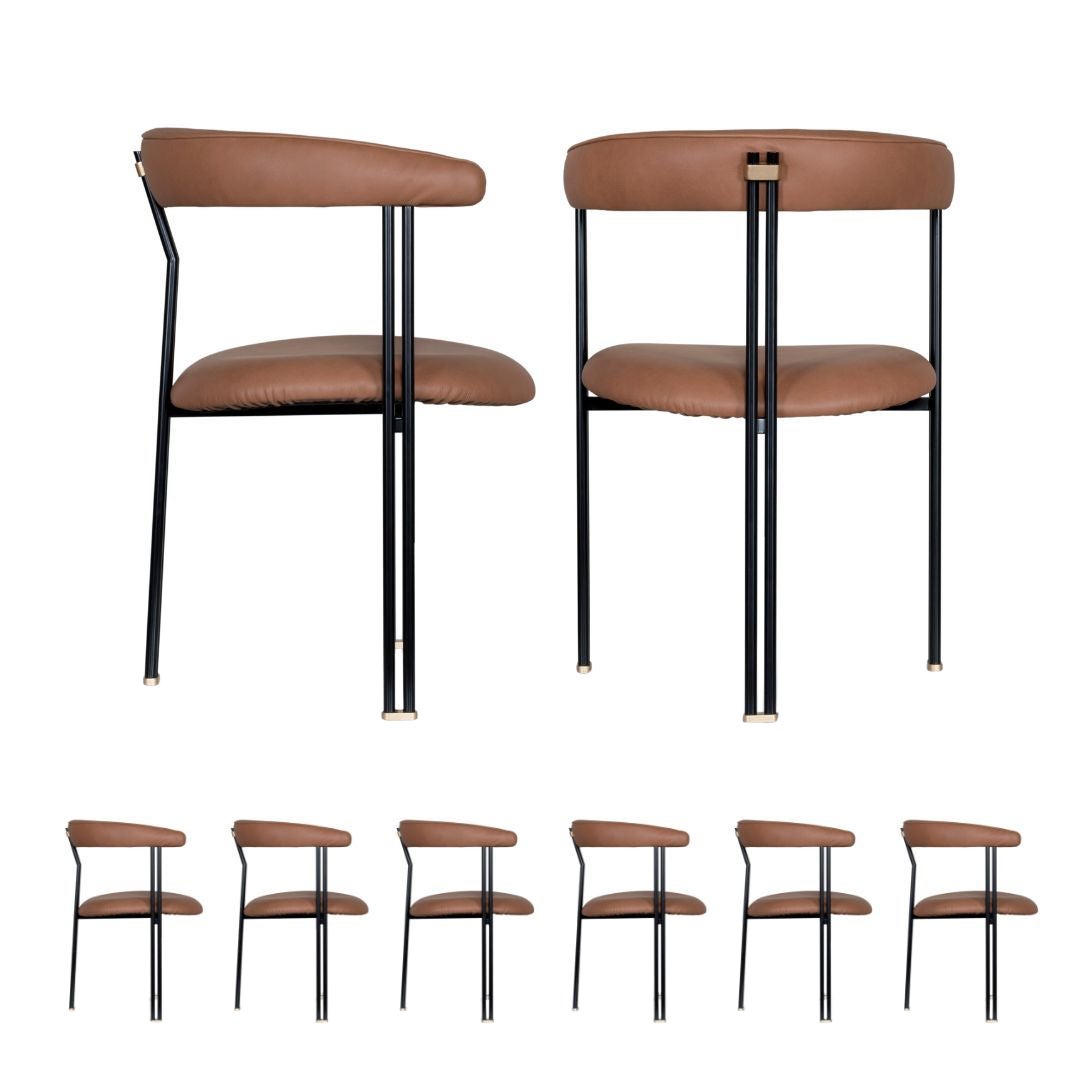 Modern Maia Leather Dining Chairs Set/6, Handmade in Portugal by Greenapple en venta