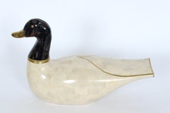 Modern Maitland-Smith "Water Bird" Cream Tessellated Marble Table Top Sculpture