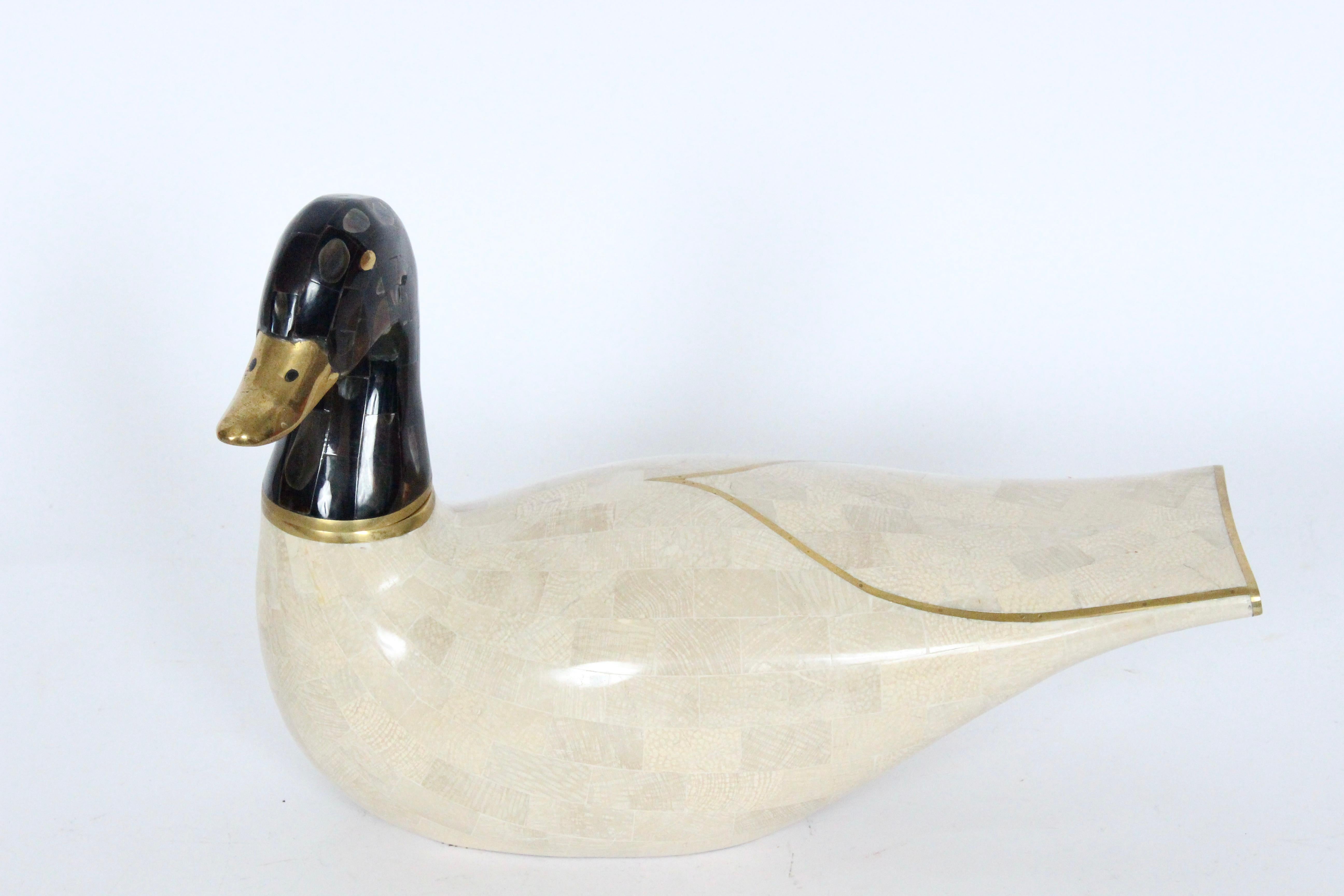Moderne Maitland-Smith Mosaik-Marmor-Wasservogel-Tisch-Skulptur (Philippinisch) im Angebot