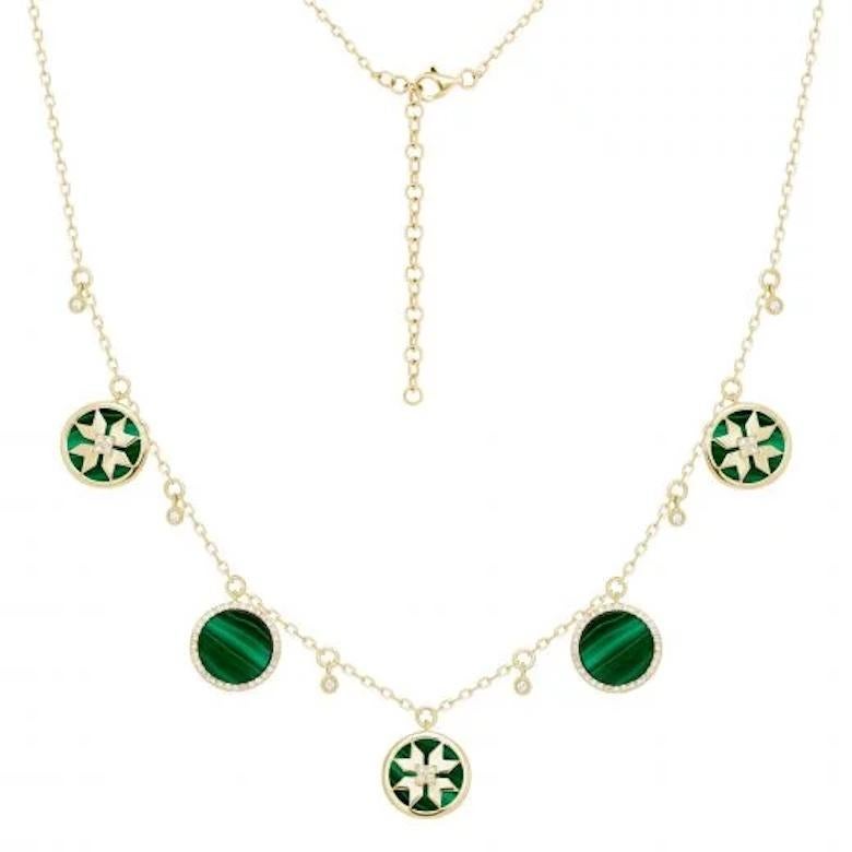 Yellow Gold 14K Necklace (More Colors Available)

Diamond 82-0,24-4/6A 
Malachite 5-7,21 ct
Weight 8,32 grams
Size 45 sm

With a heritage of ancient fine Swiss jewelry traditions, NATKINA is a Geneva-based jewelry brand that creates modern jewelry