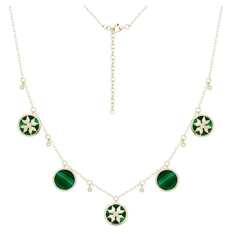 Modern Malachite Diamond Yellow Gold Dangle Necklace for Her