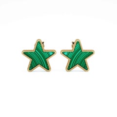 Orecchini moderni con stella di malachite in oro 18 carati