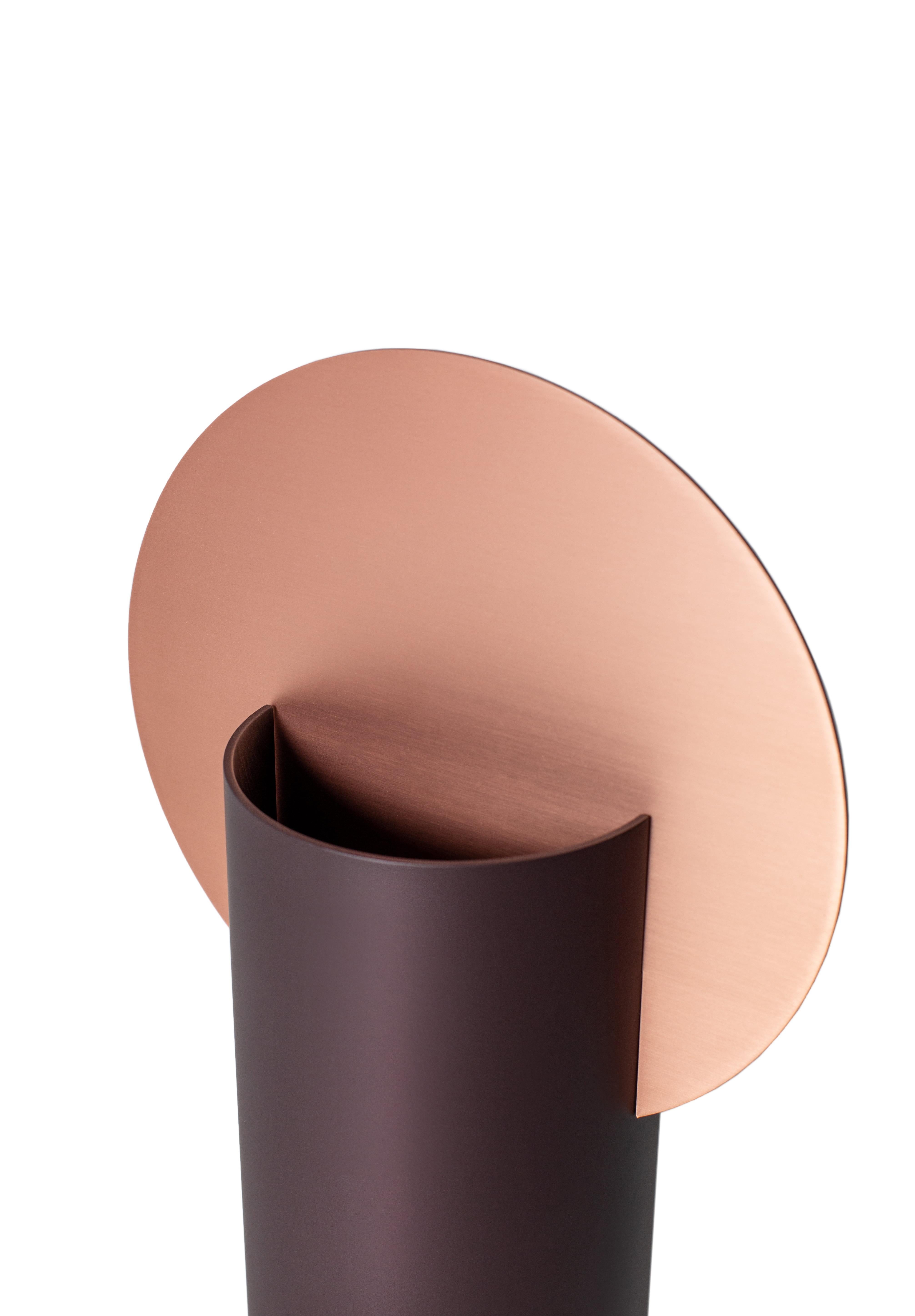 Brushed Modern Malevich Vase CS7 by Noom in Copper and Painted Steel