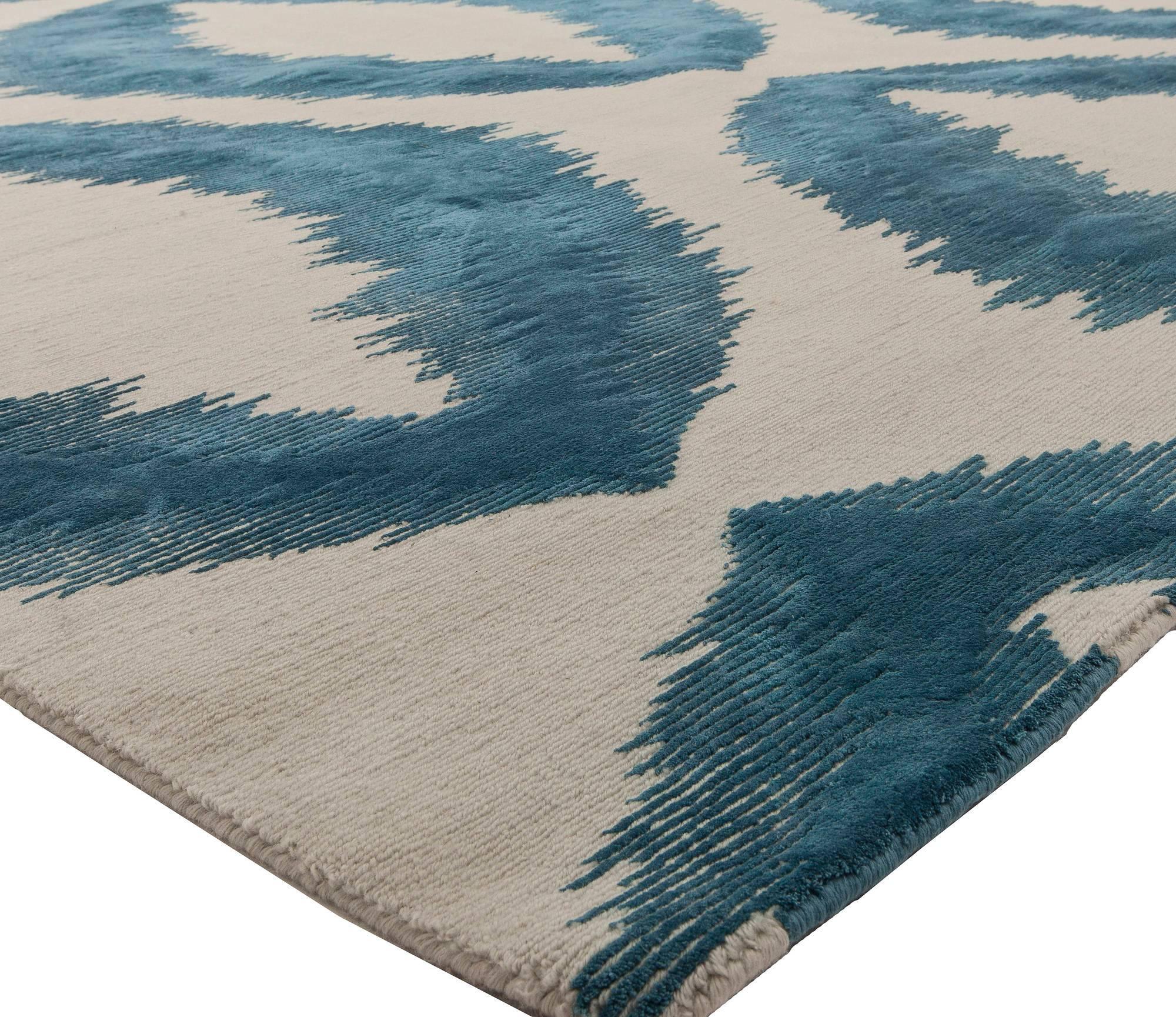 Hand-Knotted Modern Mandorla Handmade Silk Rug by Doris Leslie Blau For Sale