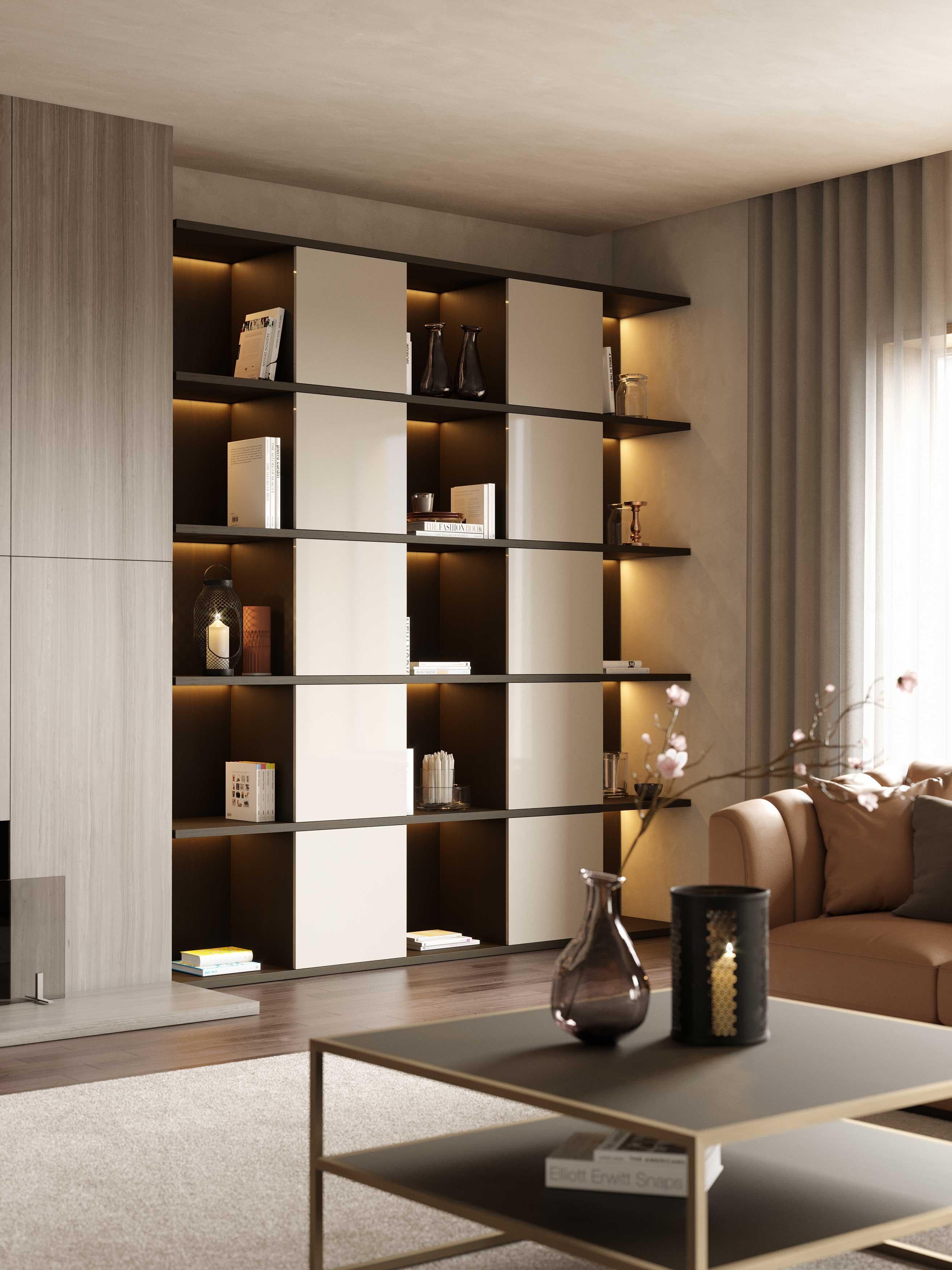 Hand-Crafted Modern Manhattan Bookcase Made with Oak and Lacquer, Handmade by Stylish Club For Sale