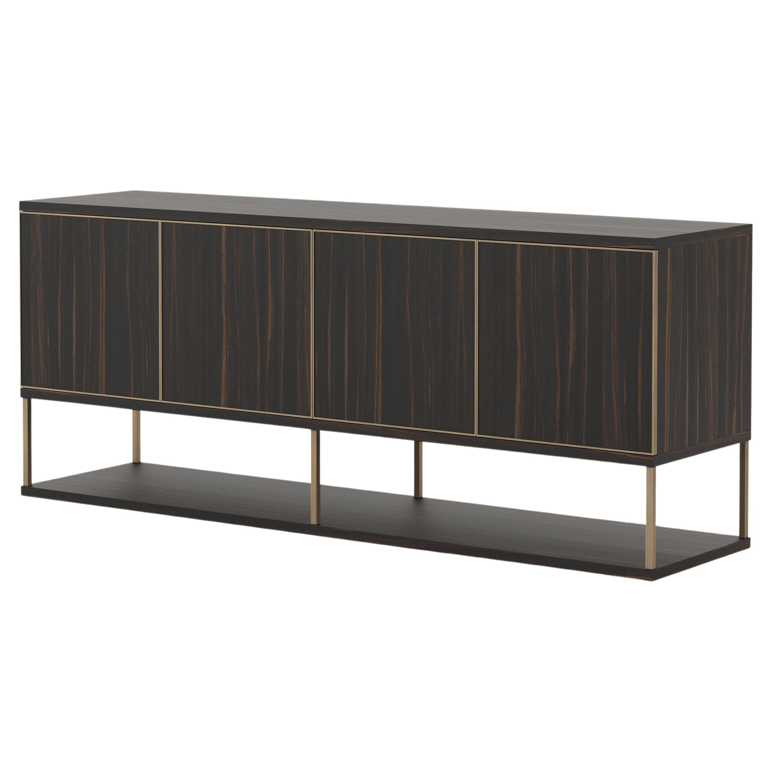 Modern Manhattan Sideboard Made with Ebony and Brass, Handmade by Stylish Club