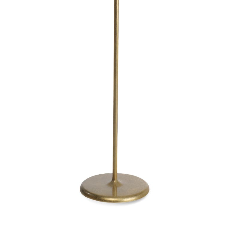 Patinated Modern Manuelino Floor Lamp in Gold Leaf and Acrylic Lampshade For Sale