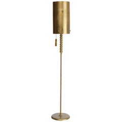 Modern Manuelino Floor Lamp in Gold Leaf and Acrylic Lampshade
