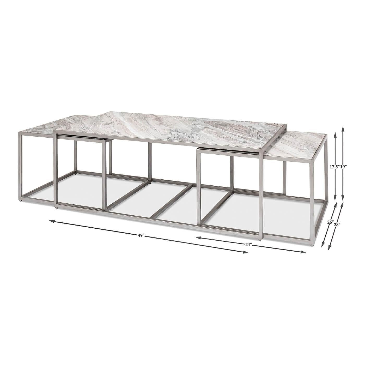 Modern Marble 3 Piece Coffee Table For Sale 5