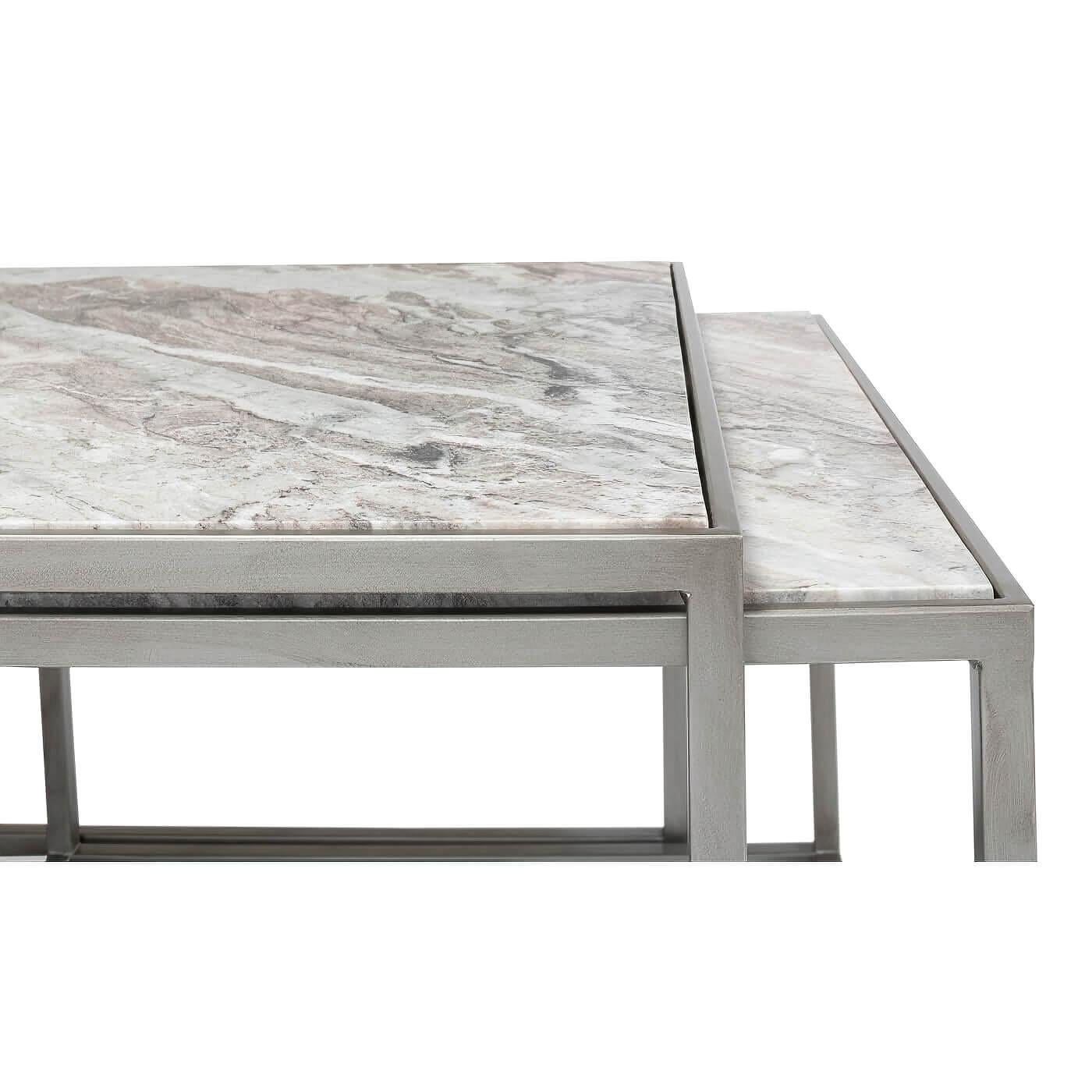 Table basse moderne 3 pièces en marbre en vente 2