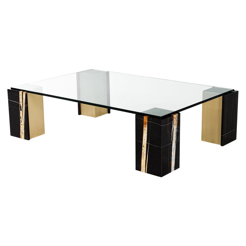 Modern Marble and Brass Coffee Table by Carrocel
