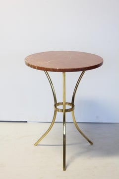 Modern Marble and Brass Side or Drinks Table by R. Steffy