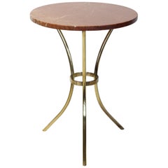 Modern Marble and Brass Side or Drinks Table by R. Steffy