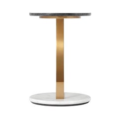 Modern Marble and Brass Side Table