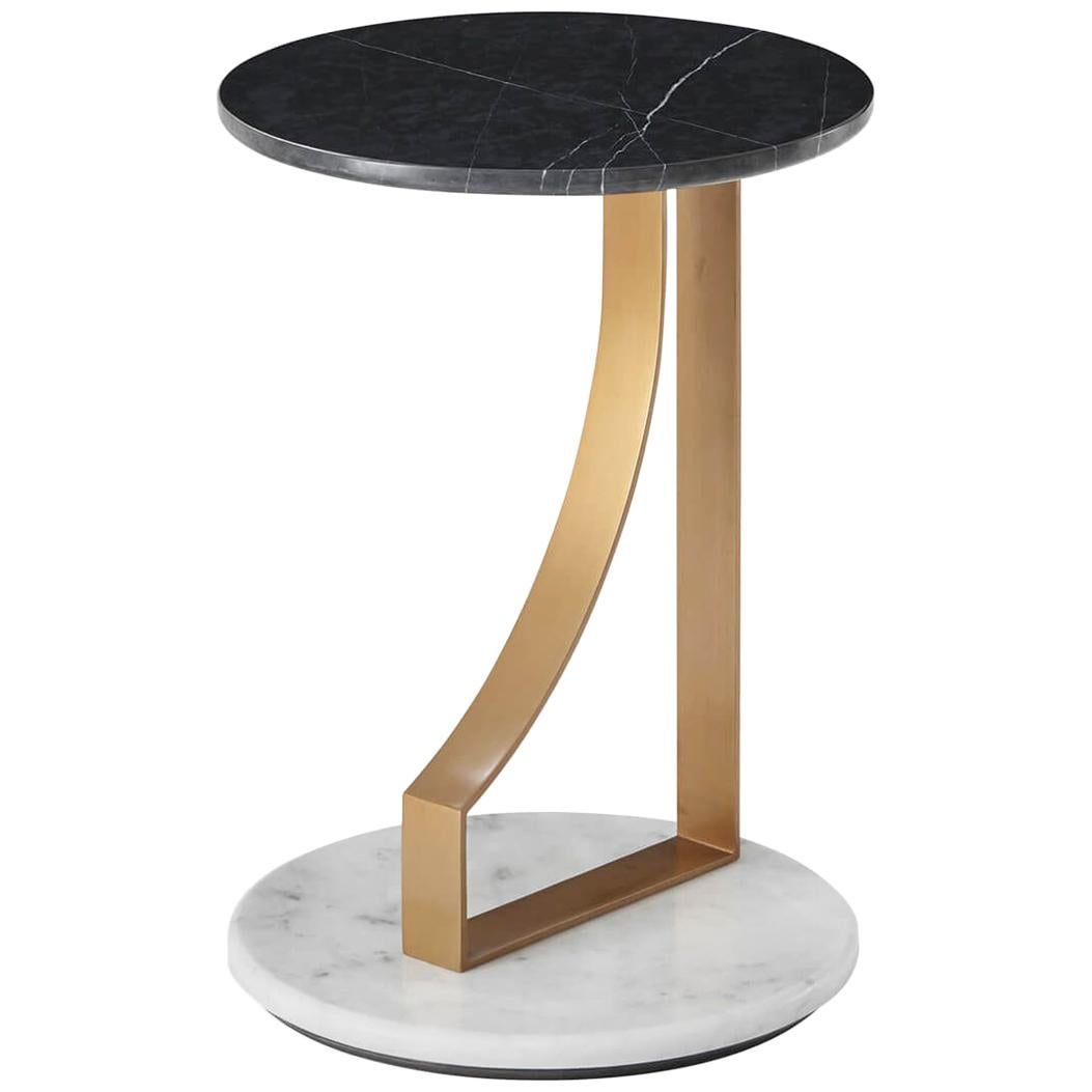 Modern Marble and Brass Side Table