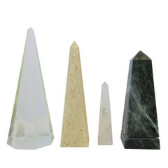 Modern Marble and Crystal Obelisk Sculptures