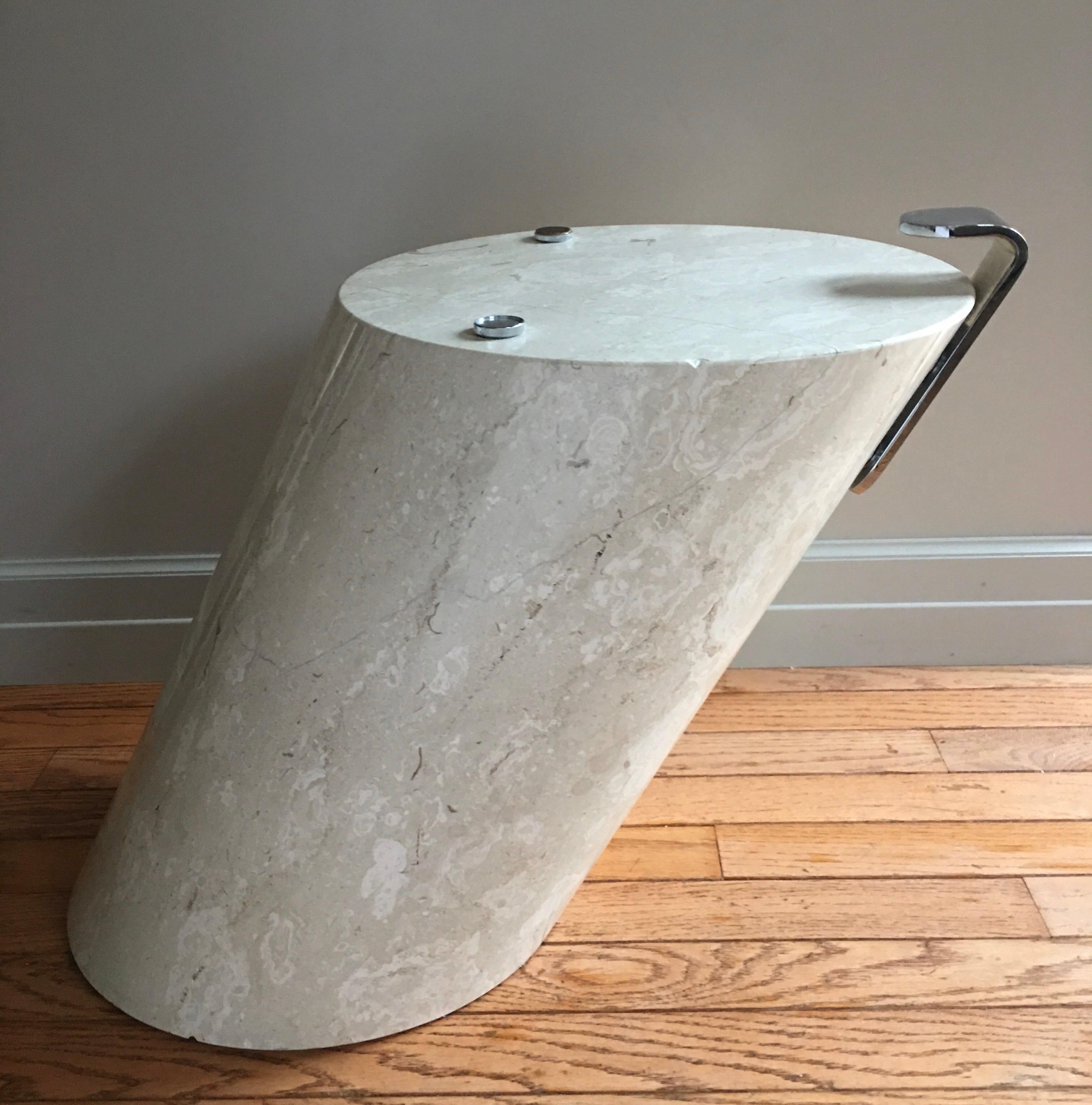 Modern Marble and Oval Glass Cantilevered Coffee Table in the Manner of Brueton In Good Condition In Lambertville, NJ