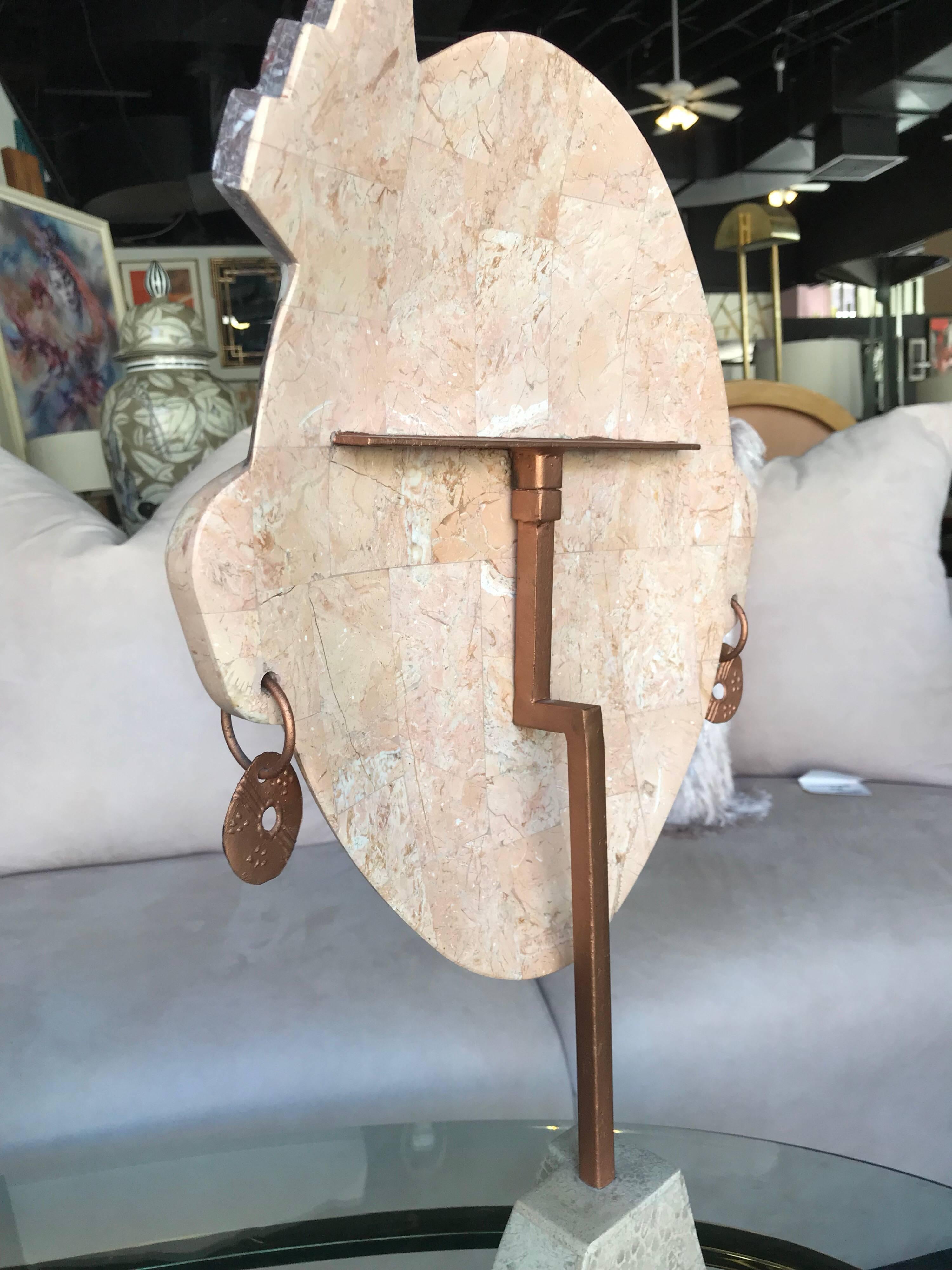 Modern Marble and Stone Face Sculpture by Joseph de Castro, 1990s In Good Condition In Palm Springs, CA