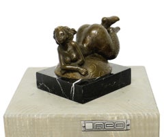 Modern Marble Base Bronze Erotic Nude Sculpture