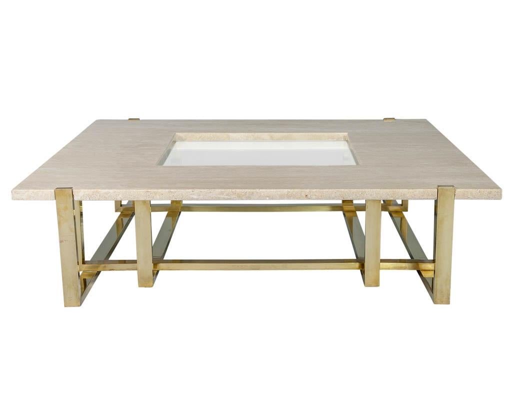 Mid-Century Modern Modern Marble Cocktail Table by Alfredo Freda for Maison Jansen Travertine For Sale