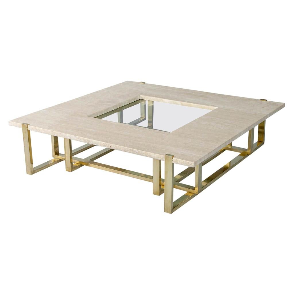 Modern Marble Cocktail Table by Alfredo Freda for Maison Jansen Travertine For Sale