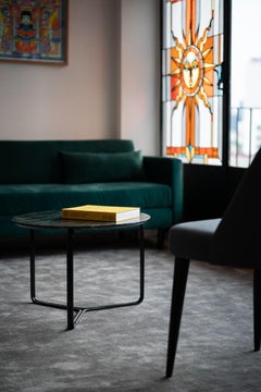 Modern Marble Coffee or Side Table Metal Base in Black