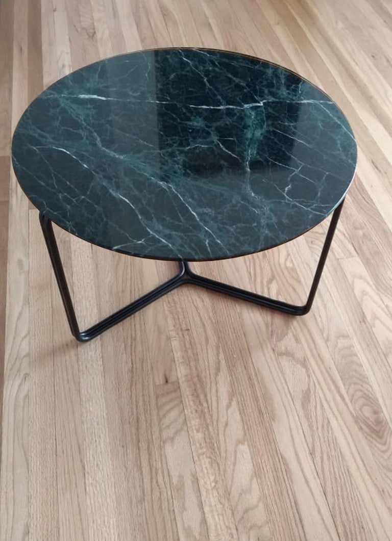 Mexican Modern Marble Coffee or Side Table Metal Base in Black For Sale