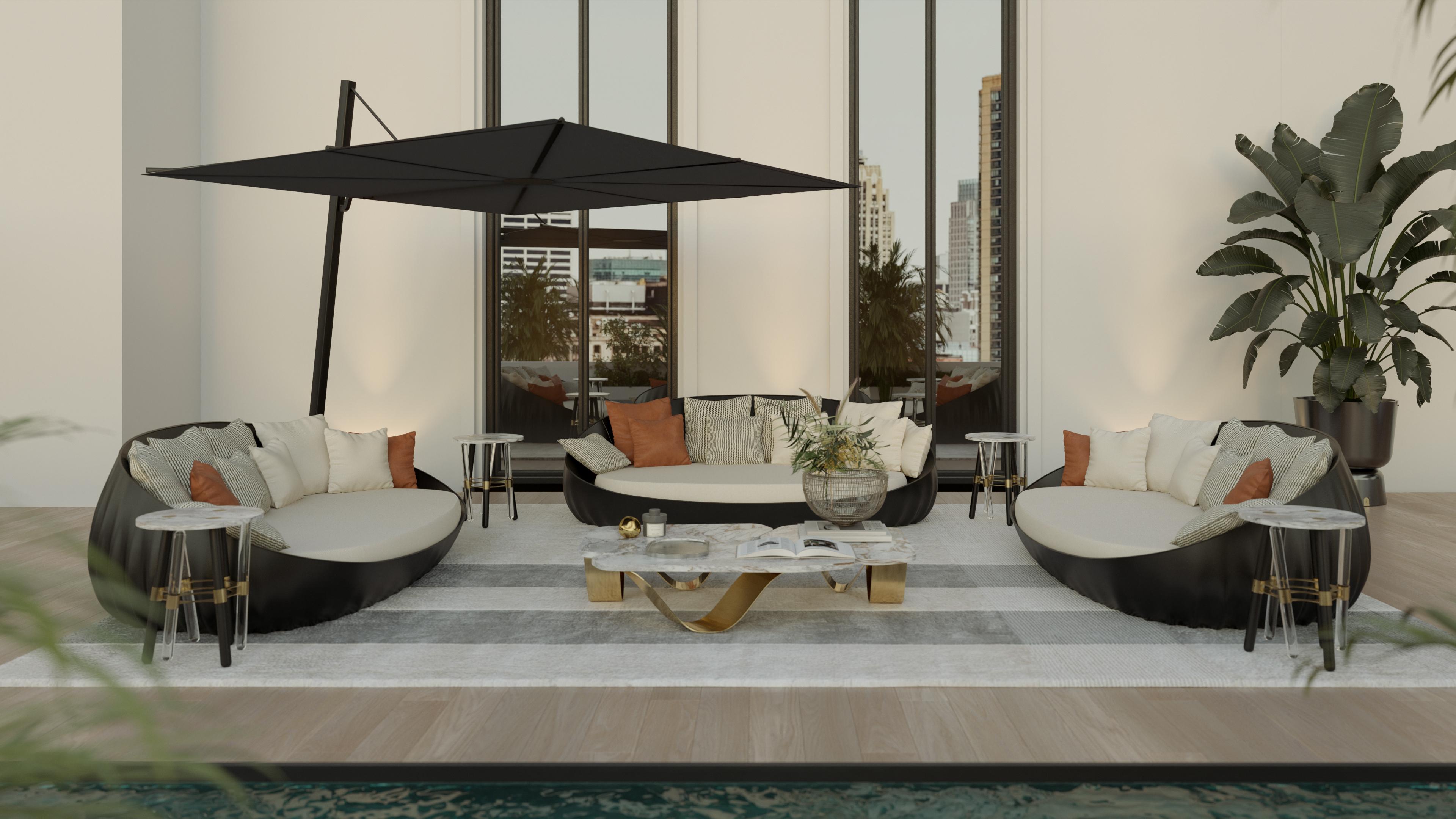 XXIe siècle et contemporain Table basse d'extérieur avec plateau irrégulier en marbre de Carrare en vente