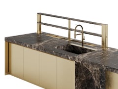 cuisine de patio avec marbre doré et Emperador