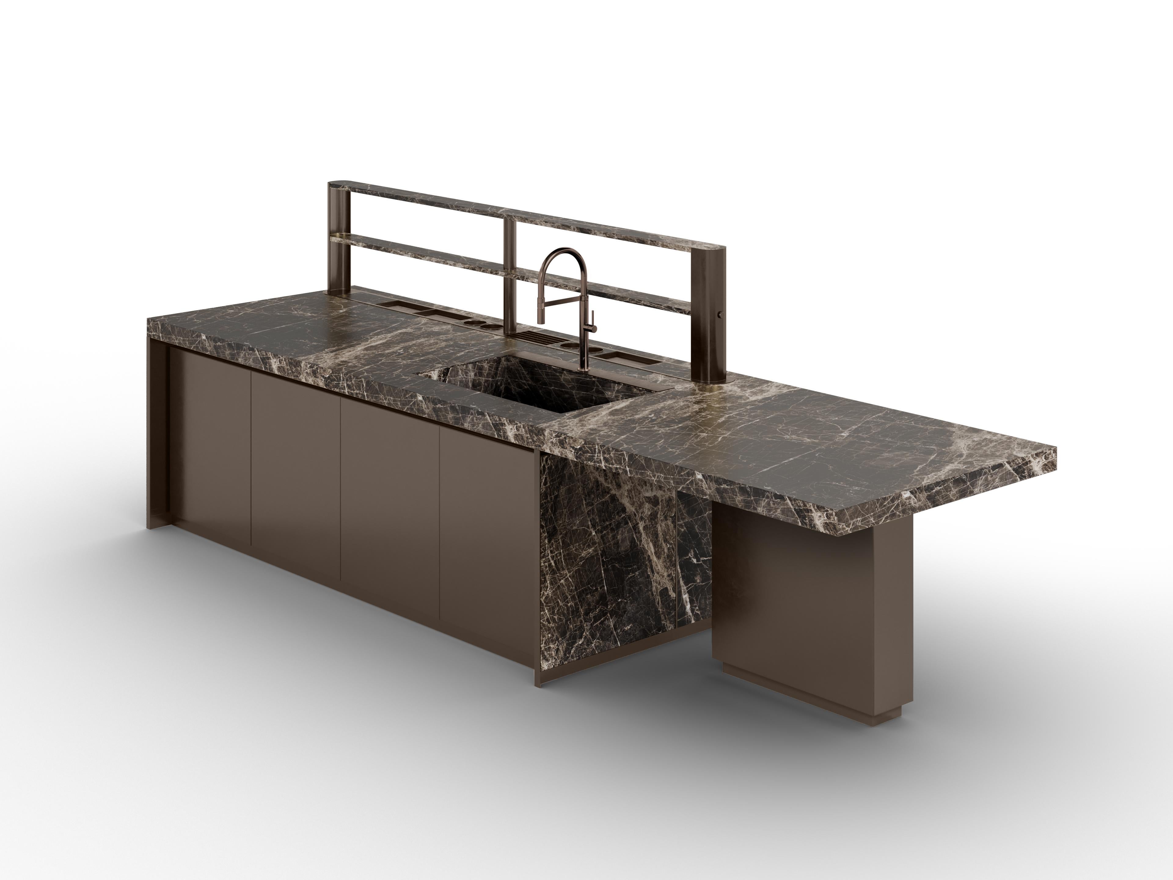 Moderne cuisine d'extérieur en marbre sur commande au design adaptable en vente