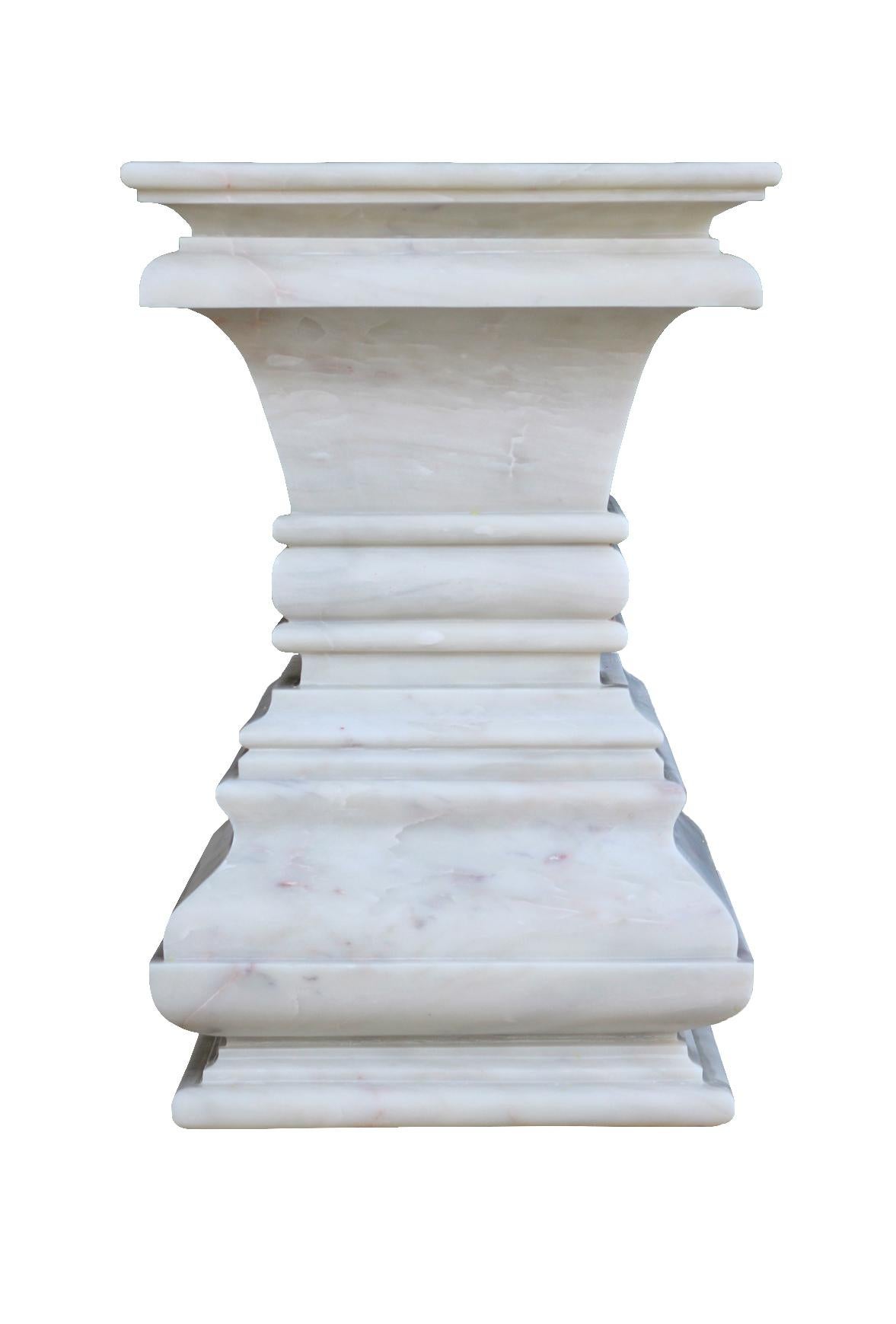 Modern Marble Pedestal and Column Side Table in White Marble by S. Odegard In New Condition For Sale In New York, NY