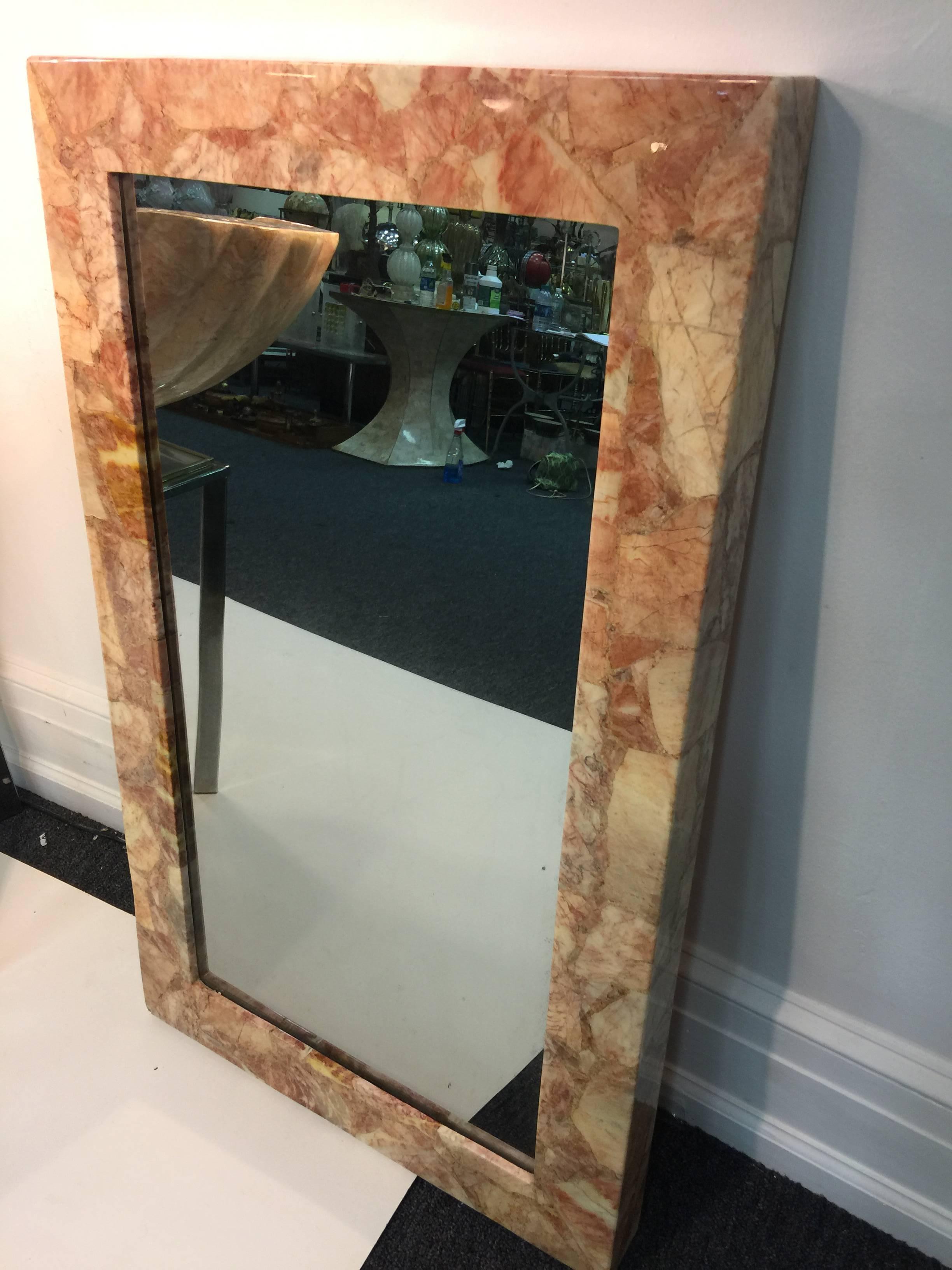 Modern Marble Resin Console and Mirror by Muller's For Sale 3